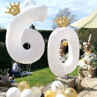 Foil Balloon for Birthday Party Number with Crown