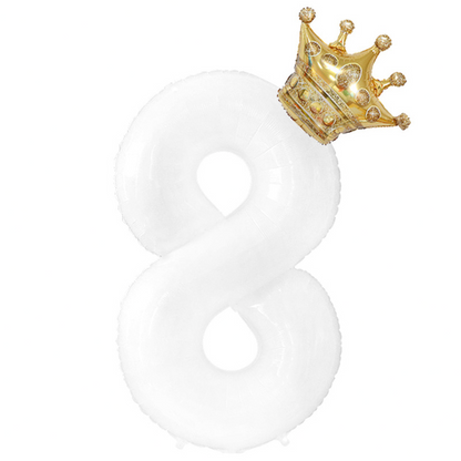 Foil Balloon for Birthday Party Number with Crown