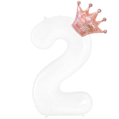 Foil Balloon for Birthday Party Number with Crown