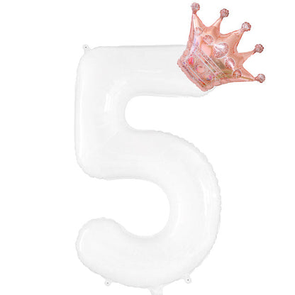 Foil Balloon for Birthday Party Number with Crown